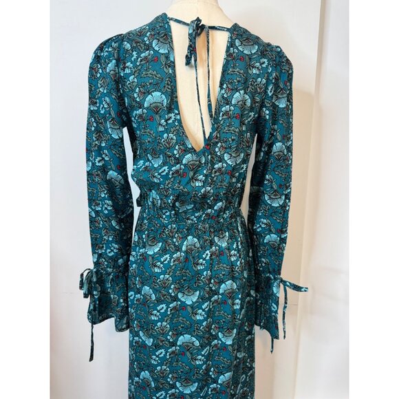 NWT Band of the Free XS Bohemian Long Sleeve Maxi Dress Teal Floral Print - Picture 7 of 13